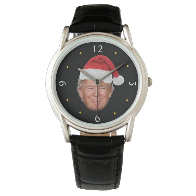 Trump-Weihnachtsmannmütze: Patriotisches Weihnacht Armbanduhr (Vorderseite)