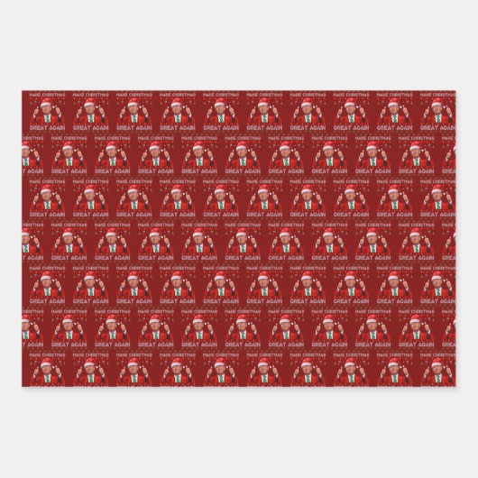 Trump-Weihnachtsmannmütze | Trump macht Weihnachte Geschenkpapier Set (Vorderseite 3)