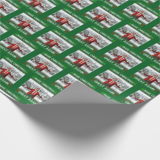 Trump-Weihnachtsmannmütze | Weihnachten wieder gro Geschenkpapier (Ecke)