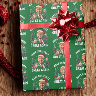 Trump-Weihnachtsmannmütze   Weihnachten wieder gro Geschenkpapier