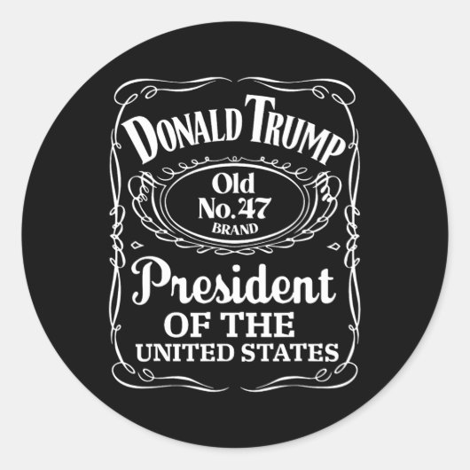 Trump Whiskey Flasche Label Trump 47. Präsident 20 Runder Aufkleber (Vorderseite)