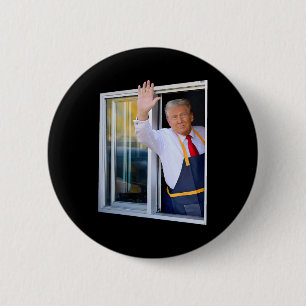 Trump winkt am Drive-Thru-Fenster Trump serviert F Button