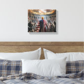 Trump wird als Gladiator in einem antiken römische Leinwanddruck (Insitu (Schlafzimmer))