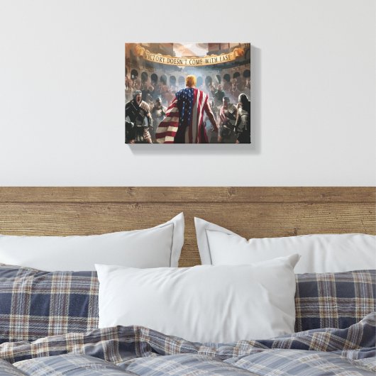 Trump wird als Gladiator in einem antiken römische Leinwanddruck (Insitu (Schlafzimmer))