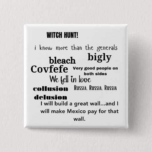 Trump Word Cloud Typografie Button (Vorderseite)