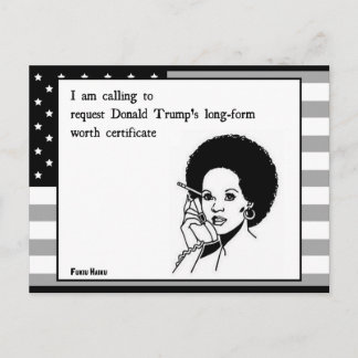 Trump Worth Certificate Postcard Postkarte