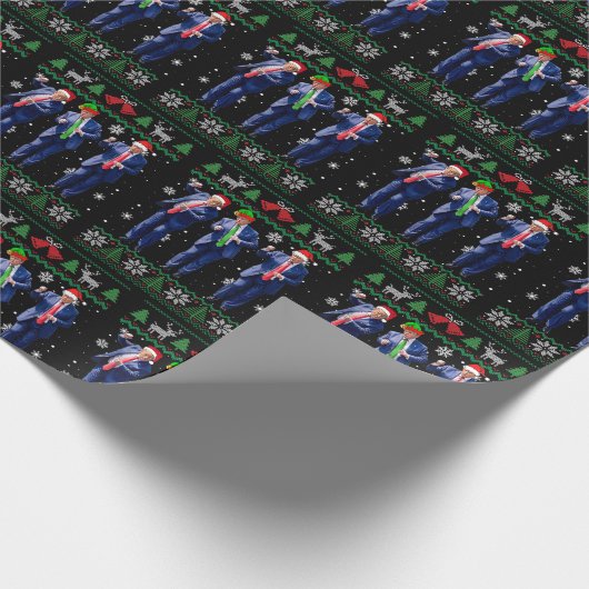 Trump wrapping Paper Christmas Funny Trump Tanz Geschenkpapier (Ecke)