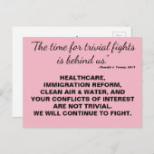 Trump Zeit für triviale Kämpfe ist über Widerstand Postkarte (Vorne/Hinten)