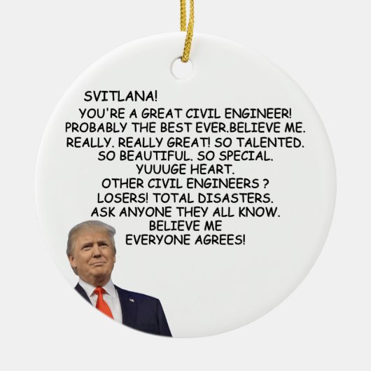 Trump, Ziviler Ingenieur, Ornament, Witziger Präsi Keramik Ornament (Vorne)