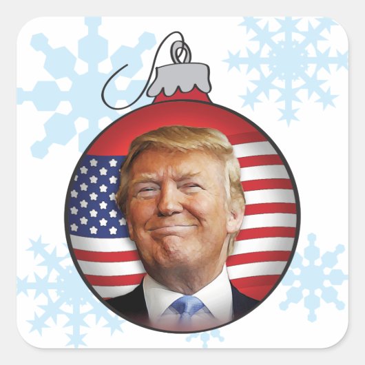 Trump zu Weihnachten Quadratischer Aufkleber (Vorderseite)