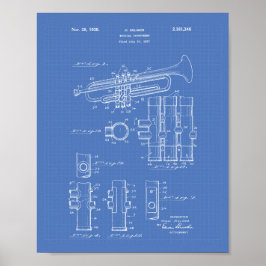 Trumpet 1939 Patent Art Blueprint Poster