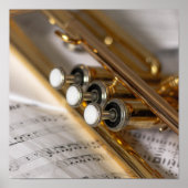 Trumpet and Sheet Music Brass Instrument Poster (Vorne)
