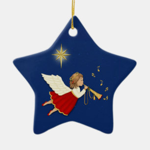 Trumpet Angel Keramikornament