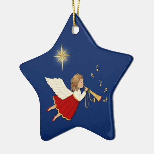 Trumpet Angel Keramikornament (Links)