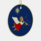 Trumpet Angel und Weihnachtsstern Keramikornament (Rechts)