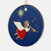 Trumpet Angel und Weihnachtsstern Keramikornament (Links)