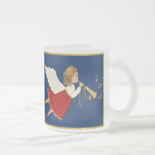 Trumpet Angel und Weihnachtsstern Mattglastasse