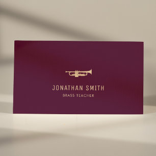 Trumpet Beruflich Music Teacher Burgundy Visitenkarte