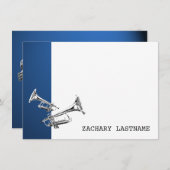 Trumpet Blue Silver Vielen Dank für die Flachkarte Dankeskarte (Vorne/Hinten)