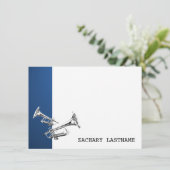 Trumpet Blue Silver Vielen Dank für die Flachkarte Dankeskarte (Stehend Vorderseite)