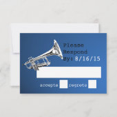 Trumpet Blue und Silver Response RSVP Karte (Vorderseite)
