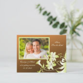 Trumpet Blume Foto Save the Date Postkarte (Stehend Vorderseite)