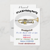 Trumpet-Cartoon-Abbildung Einladung (Vorne/Hinten)