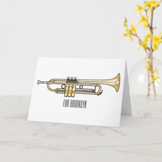 Trumpet-Cartoon-Abbildung Karte (Gelbe Blume)