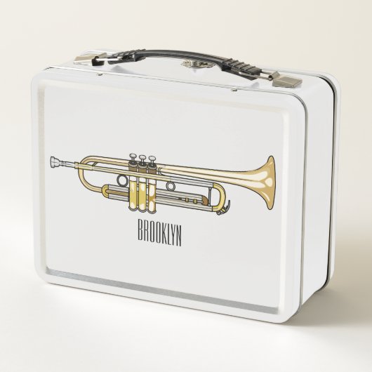 Trumpet-Cartoon-Abbildung Metall Brotdose (Rückseite)