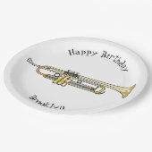 Trumpet-Cartoon-Abbildung Pappteller (Schrägansicht)