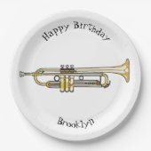 Trumpet-Cartoon-Abbildung Pappteller (Vorderseite)