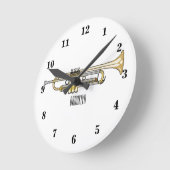 Trumpet-Cartoon-Abbildung Runde Wanduhr (Winkel)