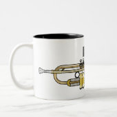 Trumpet-Cartoon-Abbildung Zweifarbige Tasse (Links)