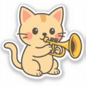 Trumpet Cat Music Art Aufkleber (Vorderseite)
