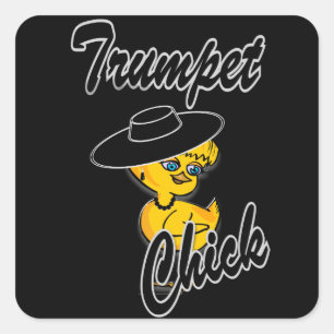 Trumpet Chick #4 Quadratischer Aufkleber