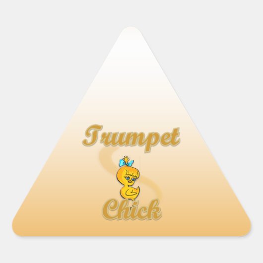 Trumpet Chick Dreieckiger Aufkleber (Vorderseite)