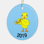 Trumpet Chick Keramik Ornament (Links)