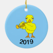 Trumpet Chick Keramik Ornament (Hinten)