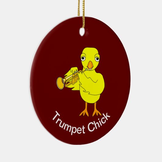 Trumpet Chick Keramik Ornament (Rechts)