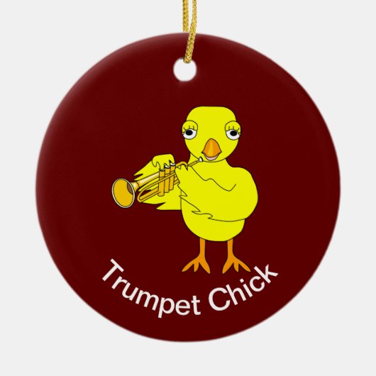 Trumpet Chick Keramik Ornament (Vorne)