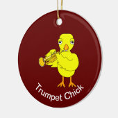 Trumpet Chick Keramik Ornament (Links)