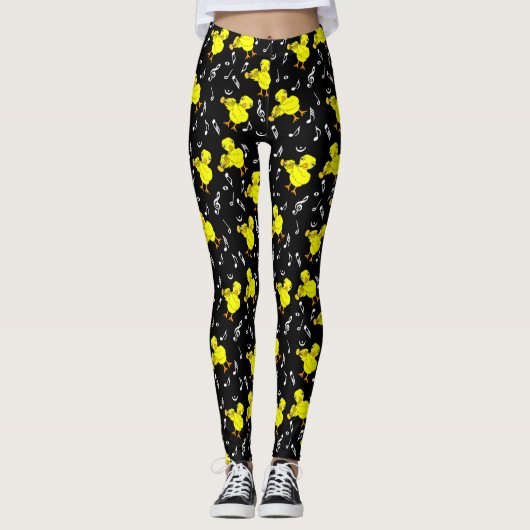 Trumpet Chick Musiknoten Leggings (Vorderseite)