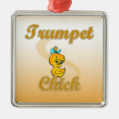 Trumpet Chick Silbernes Ornament (Vorne)