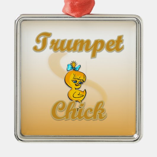 Trumpet Chick Silbernes Ornament (Vorne)