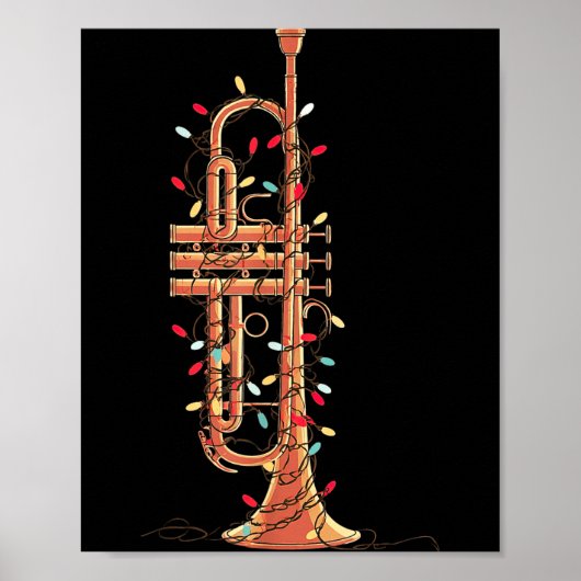 Trumpet Christmas Graphics Lights Lover Player Tru Poster (Vorne)
