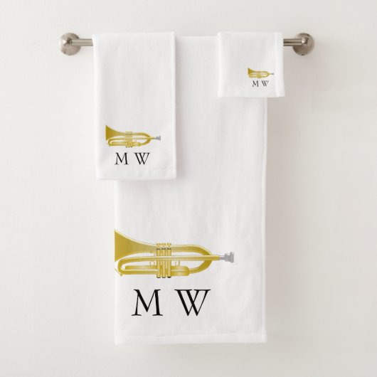 Trumpet Design Monogrammed Badhandtuch Set (Insitu)