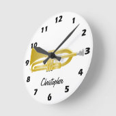 Trumpet Design Personalised Runde Wanduhr (Winkel)
