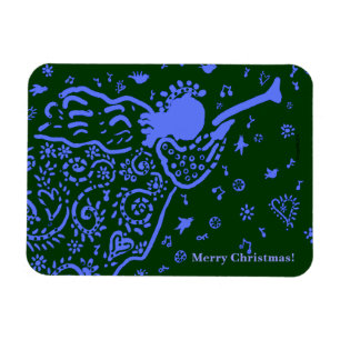 Trumpet-Engelmagnet in Blau und Grün Magnet