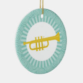 Trumpet Fun Turquoise Swirl Music Keramik Ornament (Rechts)