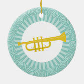 Trumpet Fun Turquoise Swirl Music Keramik Ornament (Hinten)